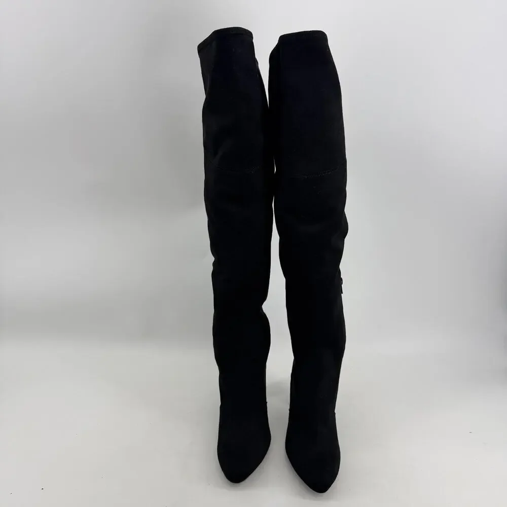 Unisa Over The Knee Riding Boots Womens 8.5M Black Faux Suede Block Heel Dressy